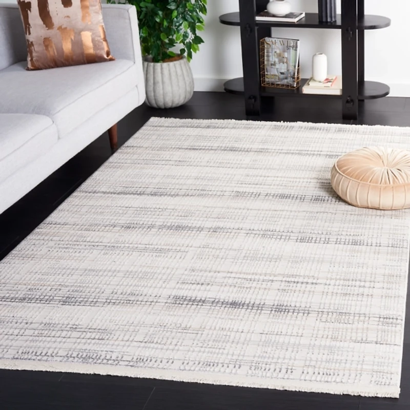 Gray and Ivory Whisper Striated Area Rug, 5x7
