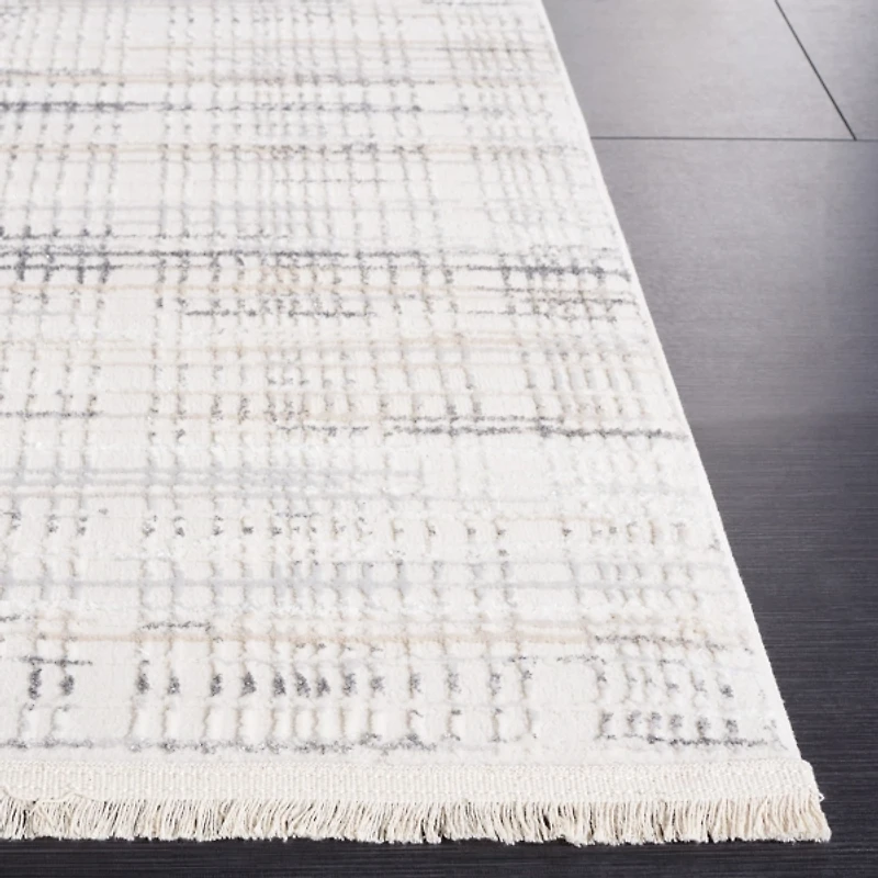 Gray and Ivory Whisper Striated Area Rug, 5x7