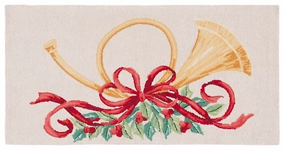 Ivory Vintage Poster Hooked Accent Rug