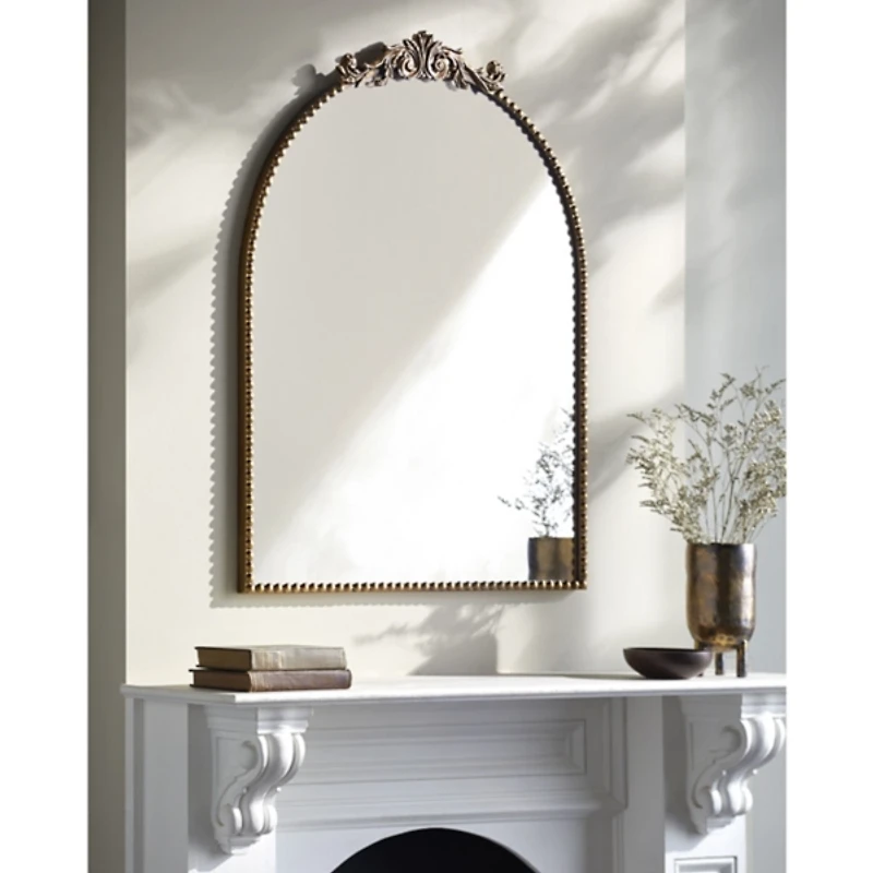 Aarlen Antique Gold Beaded Arched Mirror