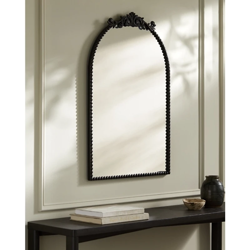 Aarlen Antique Black Beaded Arched Mirror, 36 in.