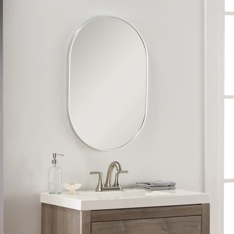 Aranya Metallic Silver Oval Wall Mirror