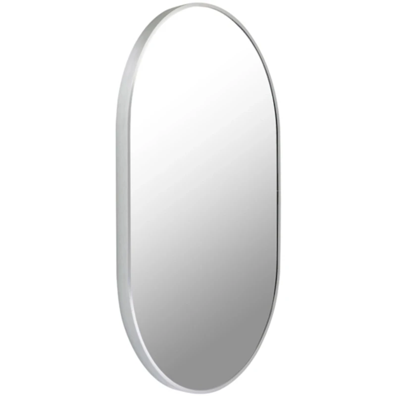 Aranya Metallic Silver Oval Wall Mirror