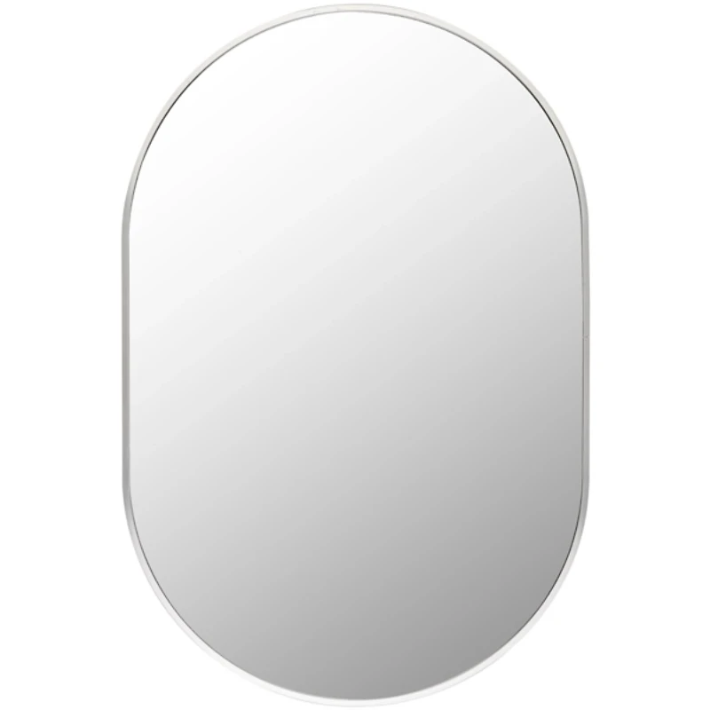 Aranya Metallic Silver Oval Wall Mirror