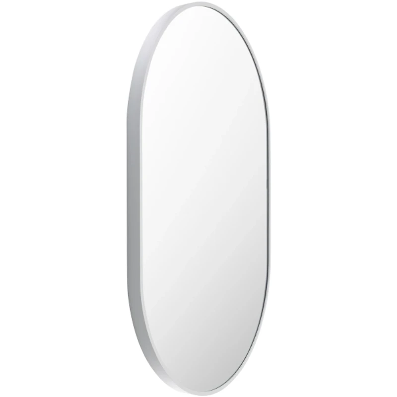 Aranya Matte White Oval Wall Mirror