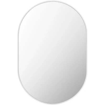 Aranya Matte White Oval Wall Mirror