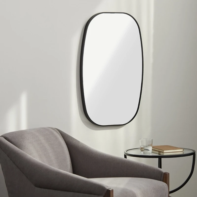 Aranya Matte Black Wide Oval Wall Mirror