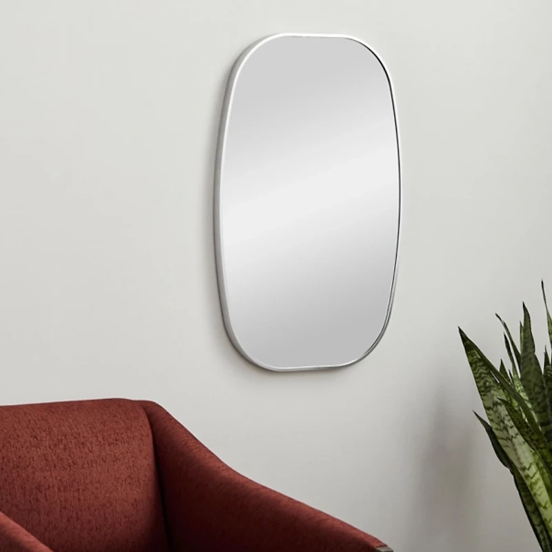 Aranya Silver Wide Oval Wall Mirror
