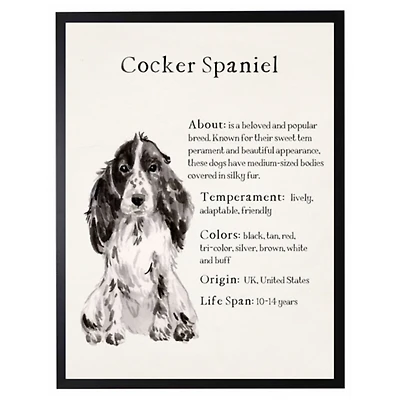 Cocker Spaniel Facts Framed Wall Plaque