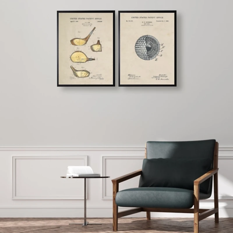 Gold Golf Club Patent Framed Art Print