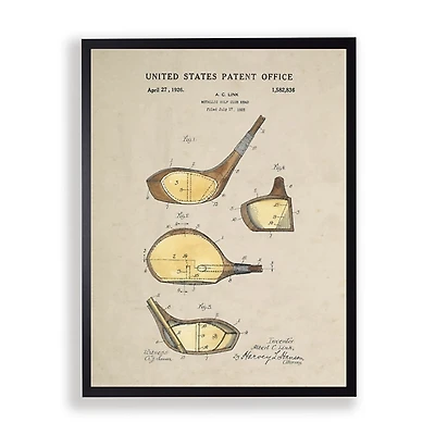 Gold Golf Club Patent Framed Art Print