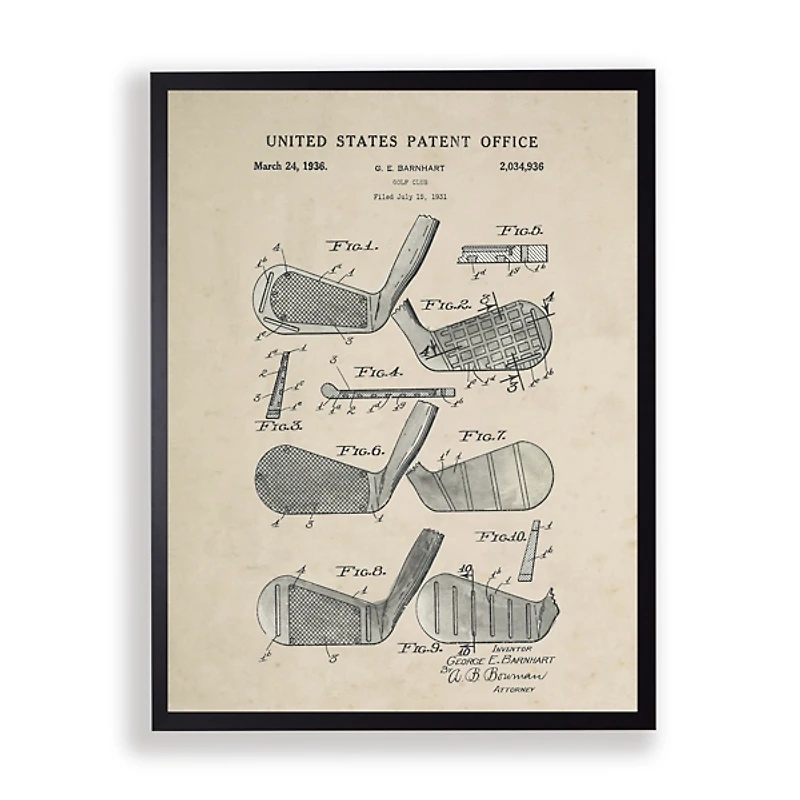 Golf Club Patent Framed Art Print