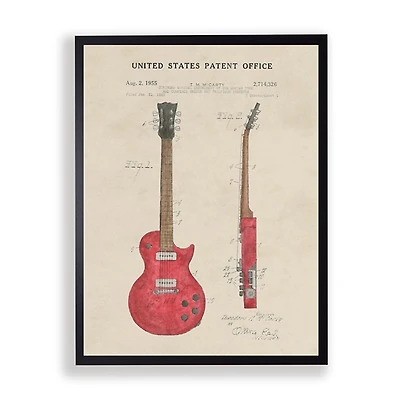 Red Guitar Patent Framed Art Print