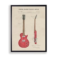 Red Guitar Patent Framed Art Print