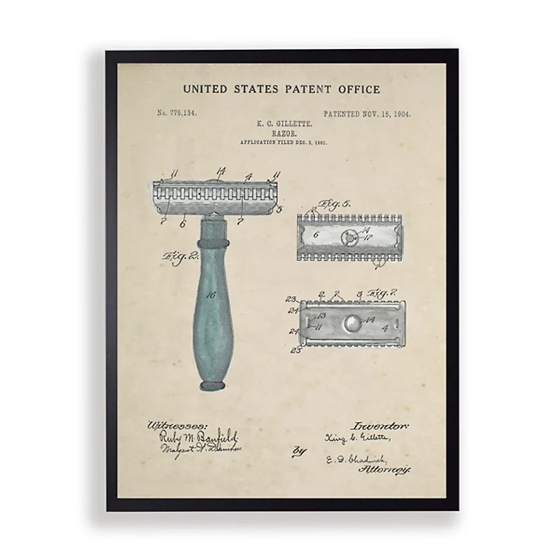 Razor Patent Framed Art Print