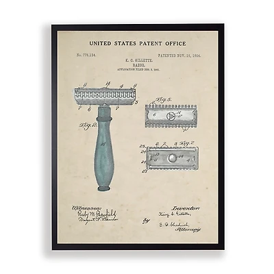 Razor Patent Framed Art Print