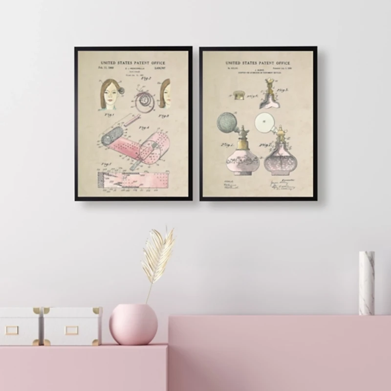 Hair Rollers Patent Framed Art Print