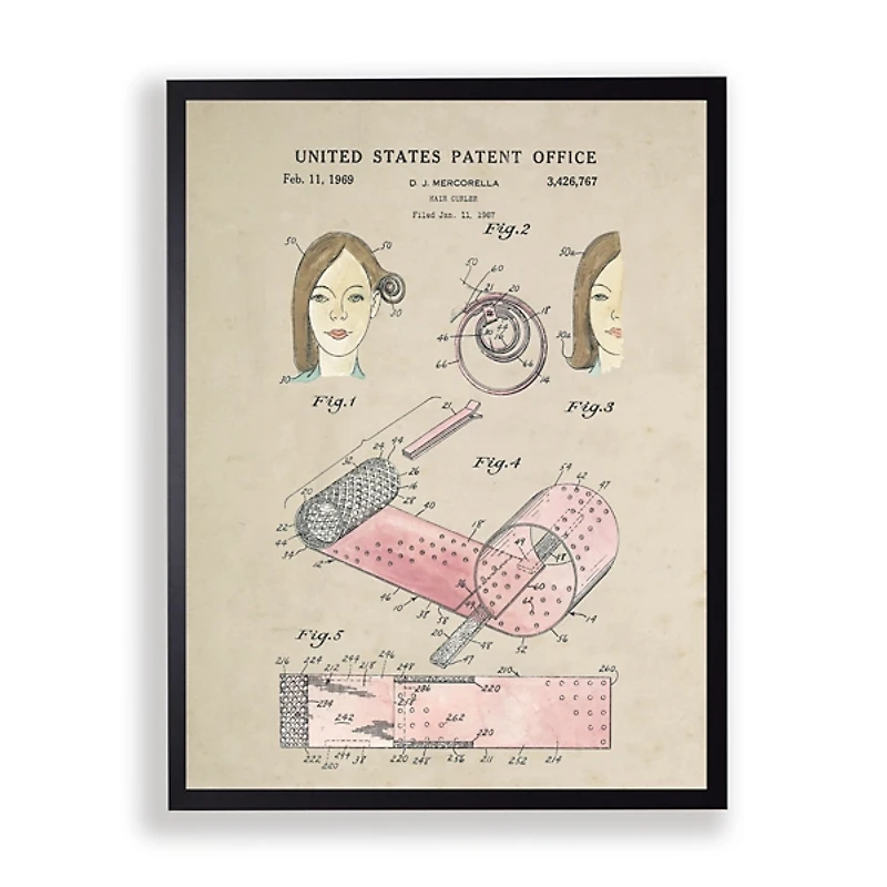 Hair Rollers Patent Framed Art Print