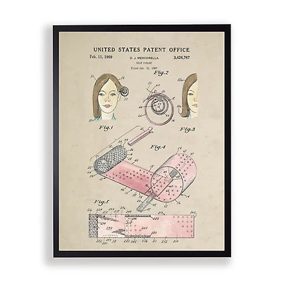 Hair Rollers Patent Framed Art Print