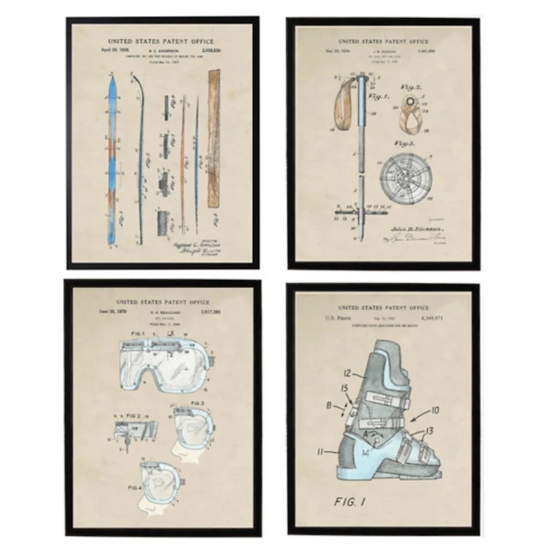 Snow Skiing Patents Framed Art Prints