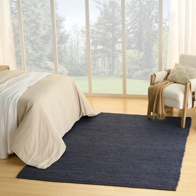 Jaxon Navy Natural Jute Area Rug, 5x7