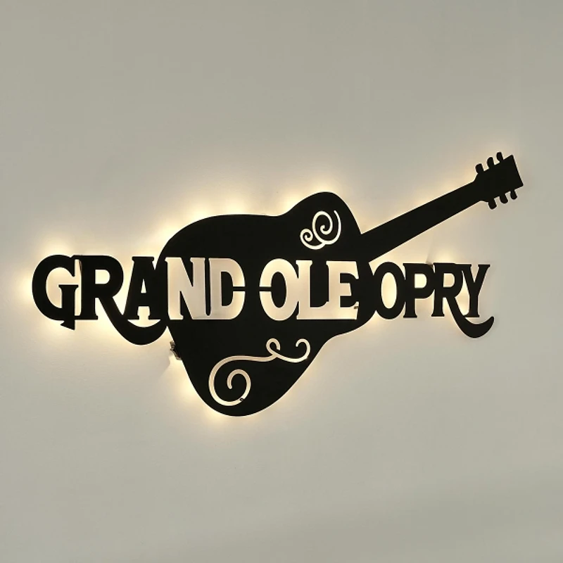 Grand Ole Opry Laser Cut Guitar LED Wall Sign