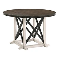 Rustic White & Oak Wood Round Dining Table