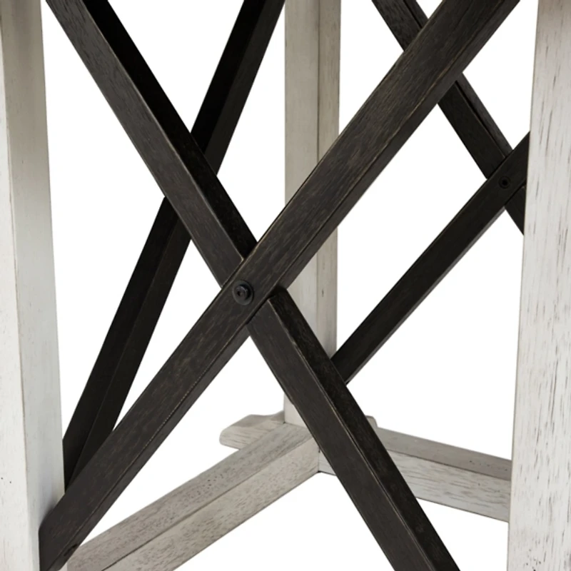 Rustic White & Oak Wood Round Dining Table