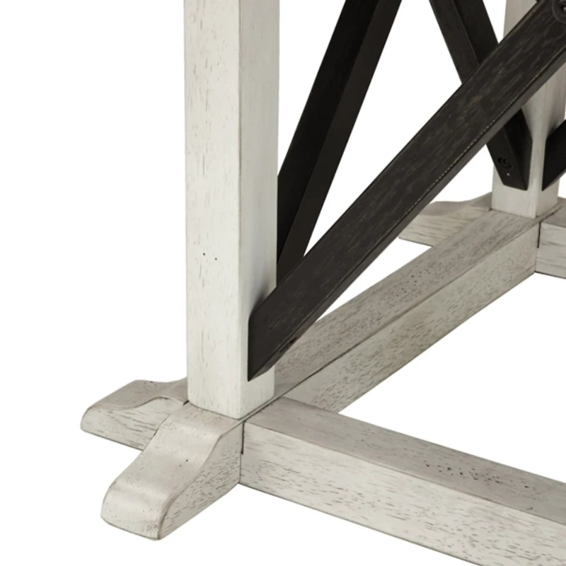 Rustic White & Oak Wood Round Dining Table