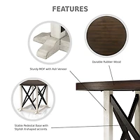 Rustic White & Oak Wood Round Dining Table