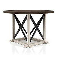 Rustic White & Oak Wood Round Dining Table