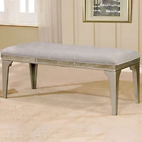 Gray Tufted Upholstered Silver Dining Bench