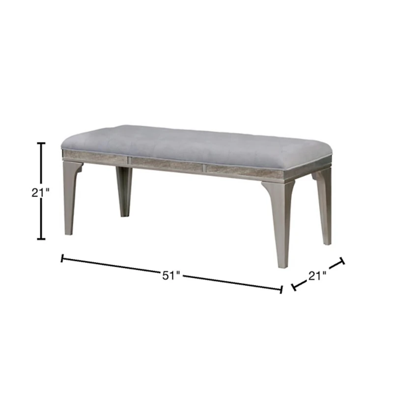 Gray Tufted Upholstered Silver Dining Bench