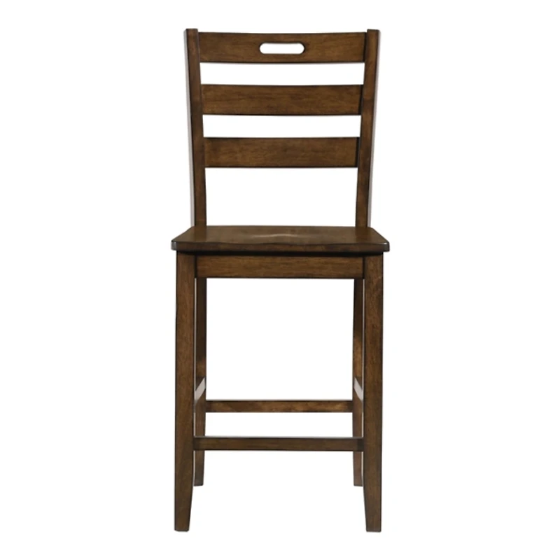 Rustic Oak Wood Quinby Counter Stools, Set of 2