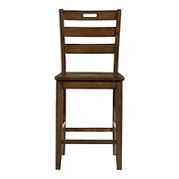 Rustic Oak Wood Quinby Counter Stools, Set of 2