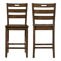 Rustic Oak Wood Quinby Counter Stools, Set of 2