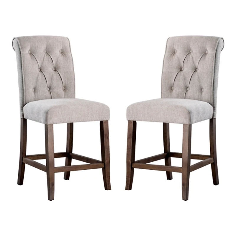 Beige Tufted Landon Counter Stools, Set of 2