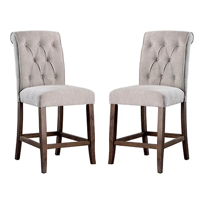 Beige Tufted Landon Counter Stools, Set of 2