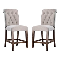 Beige Tufted Landon Counter Stools, Set of 2