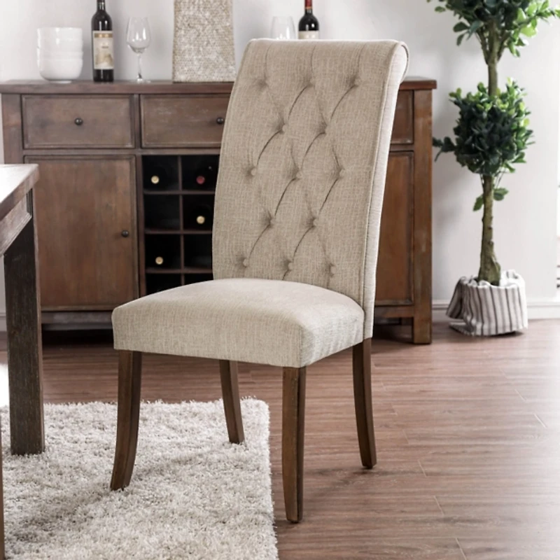 Beige Tufted Landon Dining Chairs, Set of 2