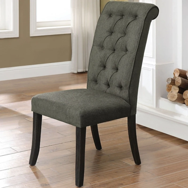 Gray Tufted Landon Dining Chairs, Set of 2