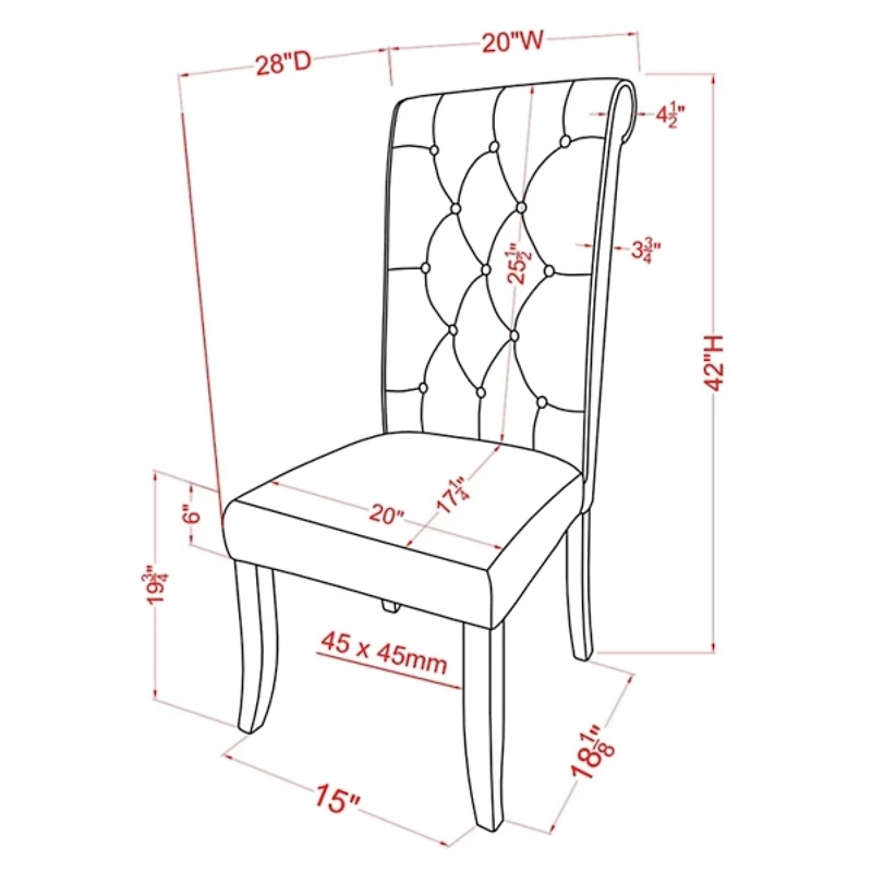 Gray Tufted Landon Dining Chairs, Set of 2
