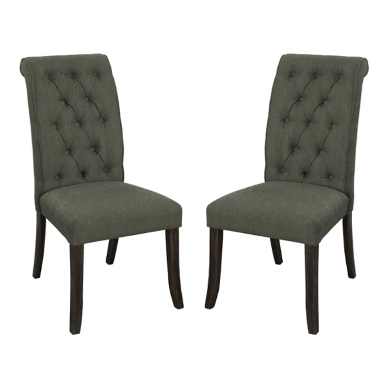 Gray Tufted Landon Dining Chairs, Set of 2
