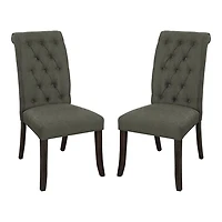 Gray Tufted Landon Dining Chairs, Set of 2