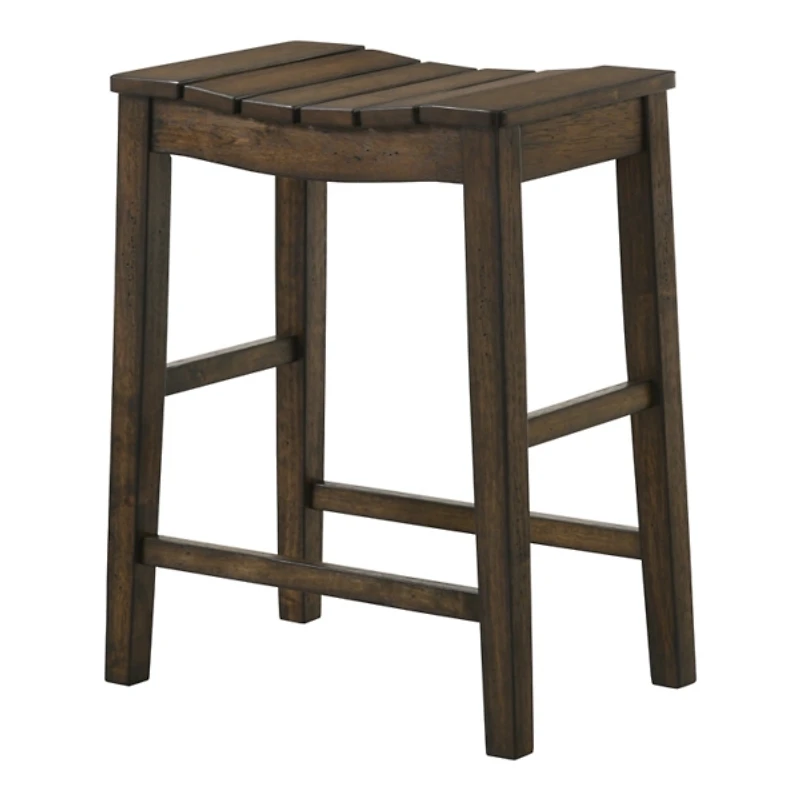 Dark Oak Wood Whitcombe Counter Stools, Set of 2