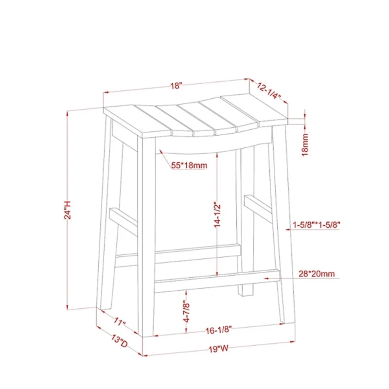 Dark Oak Wood Whitcombe Counter Stools, Set of 2