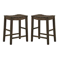 Dark Oak Wood Whitcombe Counter Stools, Set of 2