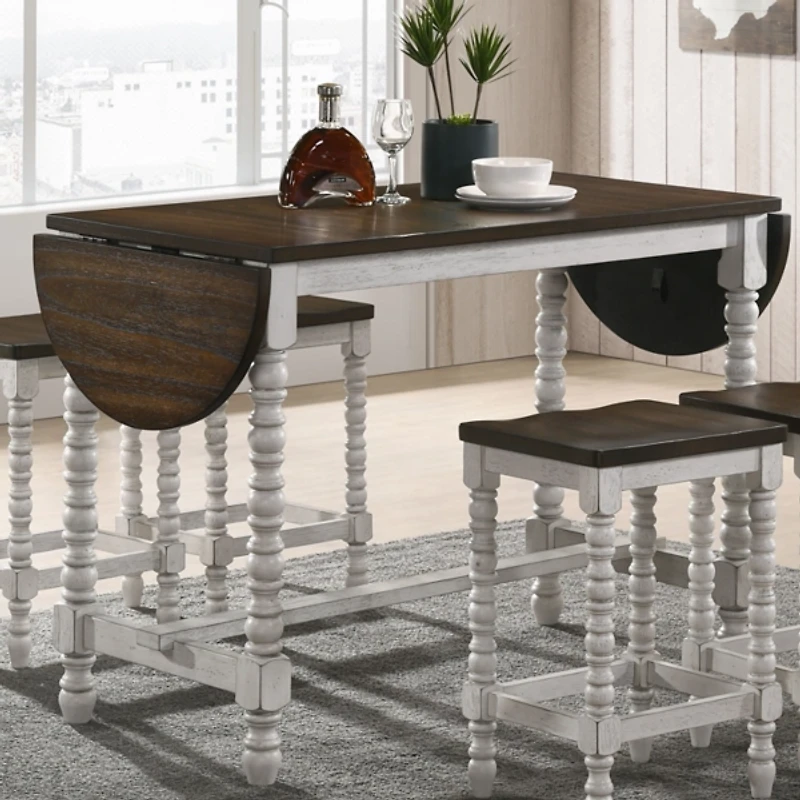 Dark Walnut & White Wood Ema Counter Height Table