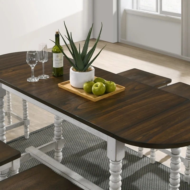 Dark Walnut & White Wood Ema Counter Height Table