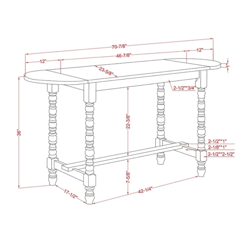 Dark Walnut & White Wood Ema Counter Height Table